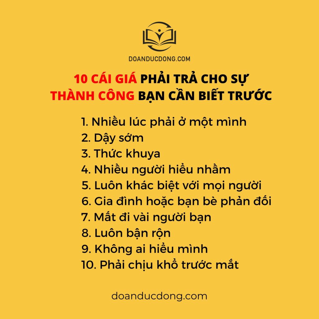 10 CÁI GIÁ PHẢI TRẢ CHO SỰ THÀNH CÔNG BẠN CẦN BIẾT TRƯỚC