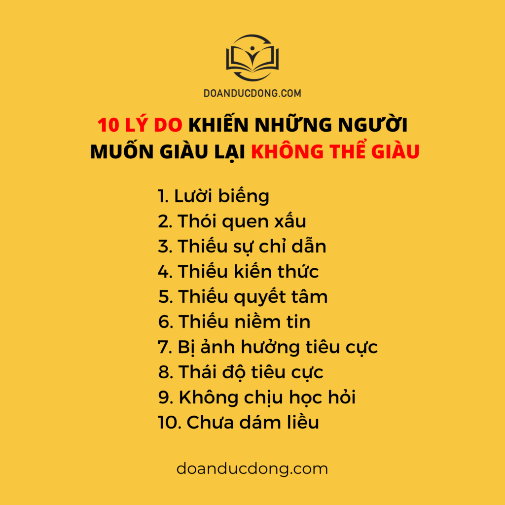 10 LÝ DO KHIẾN NHỮNG NGƯỜI MUỐN GIÀU LẠI KHÔNG THỂ GIÀU