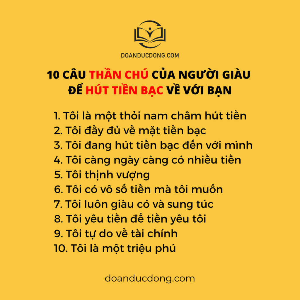 10 câu thần chú của người giàu để hút tiền bạc về với bạn