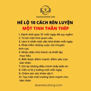 HÉ LỘ 10 CÁCH RÈN LUYỆN MỘT TINH THẦN THÉP
