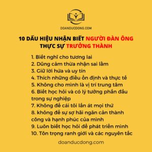 10 DẤU HIỆU NHẬN BIẾT NGƯỜI ĐÀN ÔNG THỰC SỰ TRƯỞNG THÀNH
