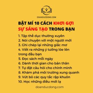 BẬT MÍ 10 CÁCH KHƠI GỢI SỰ SÁNG TẠO TRONG BẠN