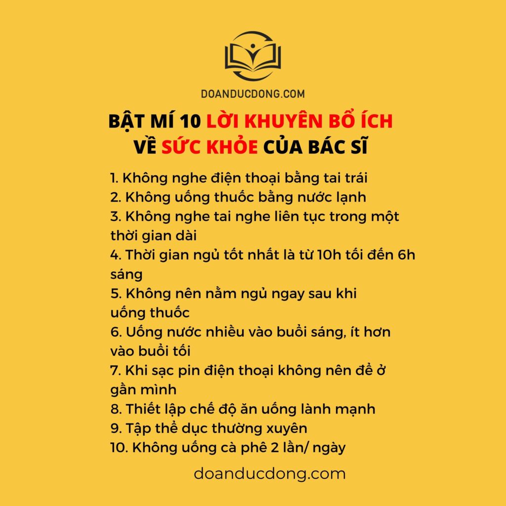 BẬT MÍ 10 LỜI KHUYÊN BỔ ÍCH VỀ SỨC KHỎE CỦA BÁC SĨ