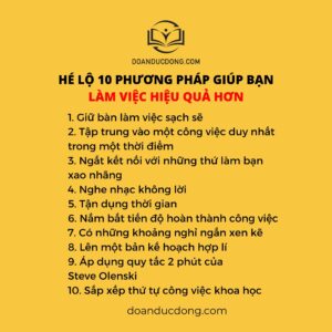 HÉ LỘ 10 PHƯƠNG PHÁP GIÚP BẠN LÀM VIỆC HIỆU QUẢ HƠN