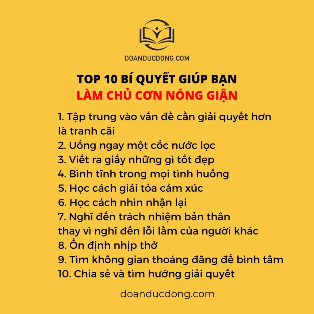 TOP 10 BÍ QUYẾT GIÚP BẠN LÀM CHỦ CƠN NÓNG GIẬN