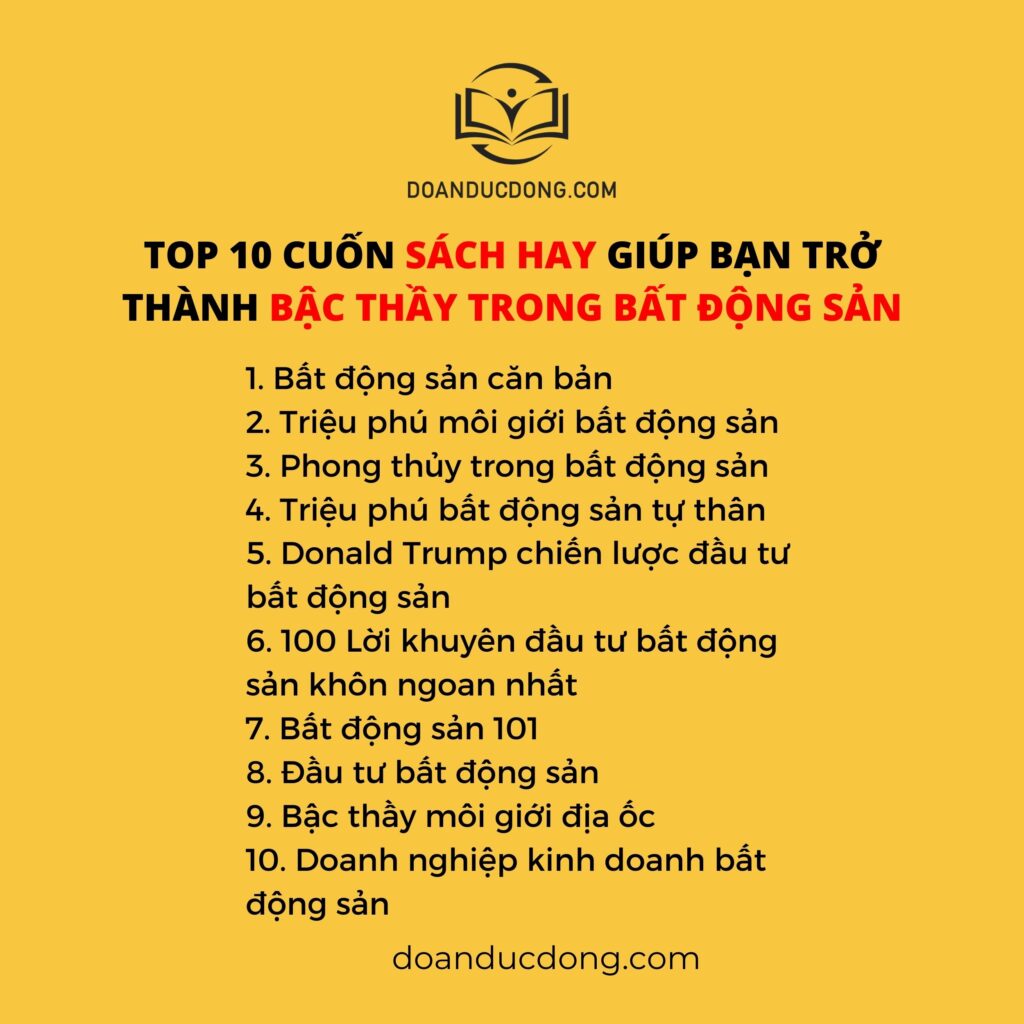 TOP 10 CUỐN SÁCH HAY GIÚP BẠN TRỞ THÀNH BẬC THẦY TRONG BẤT ĐỘNG SẢN