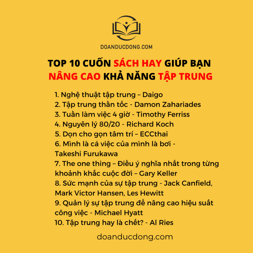 TOP 10 CUỐN SÁCH HAY GIÚP BẠN NÂNG CAO KHẢ NĂNG TẬP TRUNG