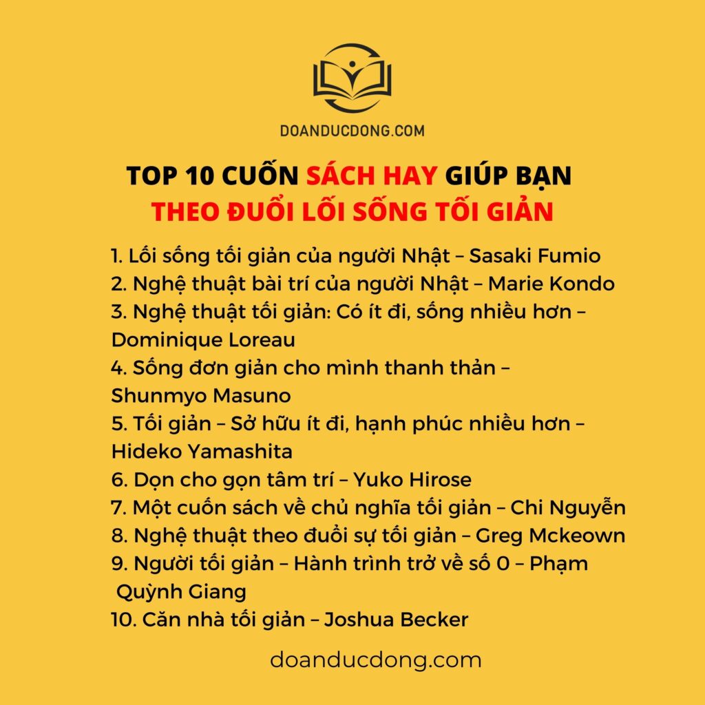TOP 10 CUỐN SÁCH HAY GIÚP BẠN THEO ĐUỔI LỐI SỐNG TỐI GIẢN