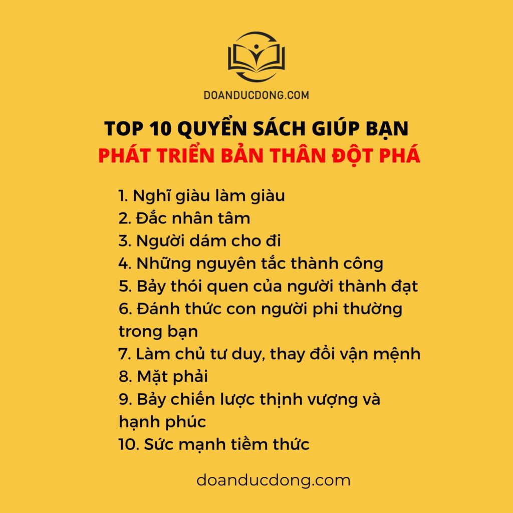 TOP 10 QUYỂN SÁCH GIÚP BẠN PHÁT TRIỂN BẢN THÂN ĐỘT PHÁ